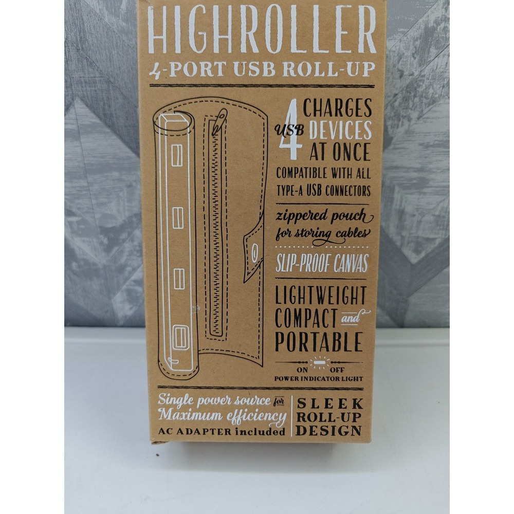 Pottery Barn HIGH ROLLER 4-PORT USB ROLL UP charger phone New